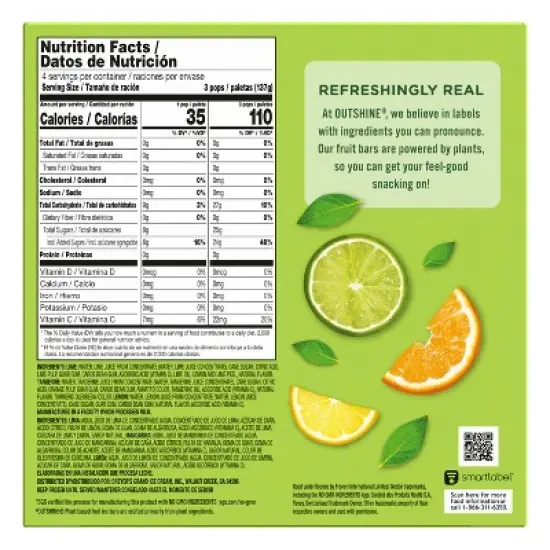 Outshine Lime Tangerine & Lemon Frozen Fruit Bars - 12ct image {12}