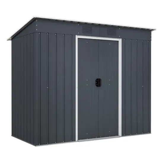 Costway 3.6' x 7.1' Outside Garden Storage Shed Tool House with Ground Foundation Frame image {9}