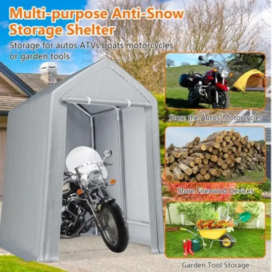 Portable Shed Outdoor Motorcycle Covers Storage Shelter,Heavy Duty Storage Shed,Waterproof Storage Tent Tarp Sheds with Roll-up Zipper Door image {6}