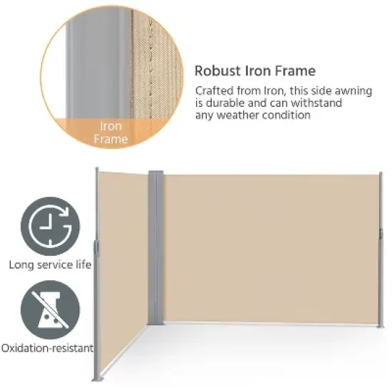 Yaheetech 71 inches Height Side Awning Double Retractable Screen for Privacy Patio Garden image {4}