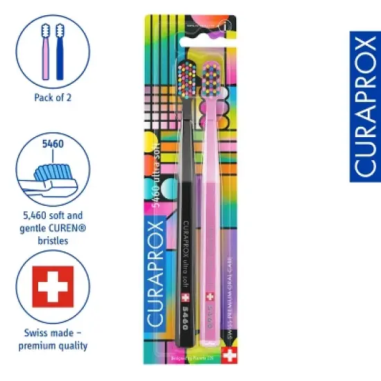 Curaprox CS 5460 80's Edition, Ultra Soft Toothbrush for Gentle and Powerful Daily Cleaning, 2 pcs image {2}