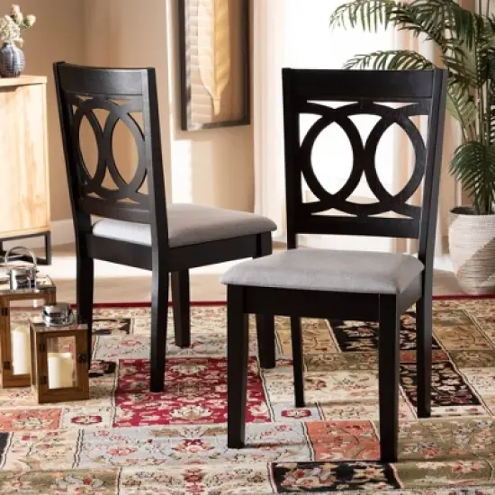 2pc Lenoir Upholstered Wood Dining Chair Set - Baxton Studio image {4}