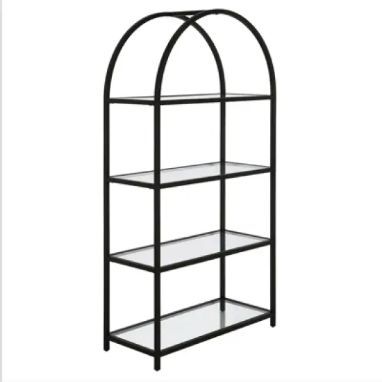 62 in. Arched Black Bronze Bookcase - Henn&Hart image {1}