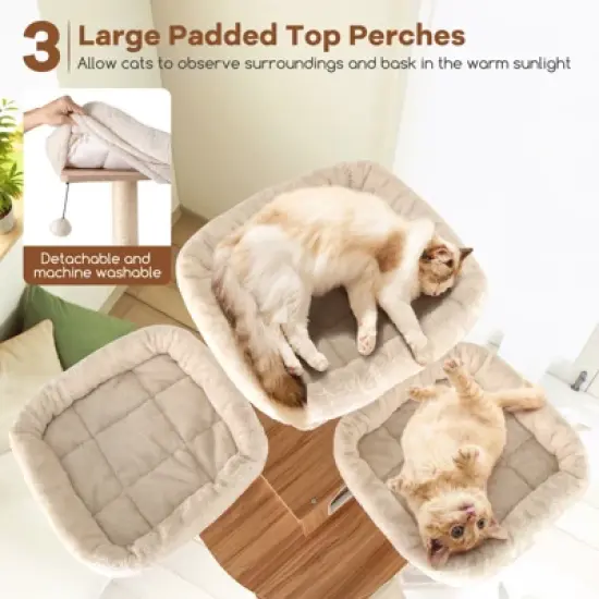 Tangkula 68" Large Cat Tower w/ 3 Padded Perches Condo Sisal Scratching Posts & Ramp image {3}