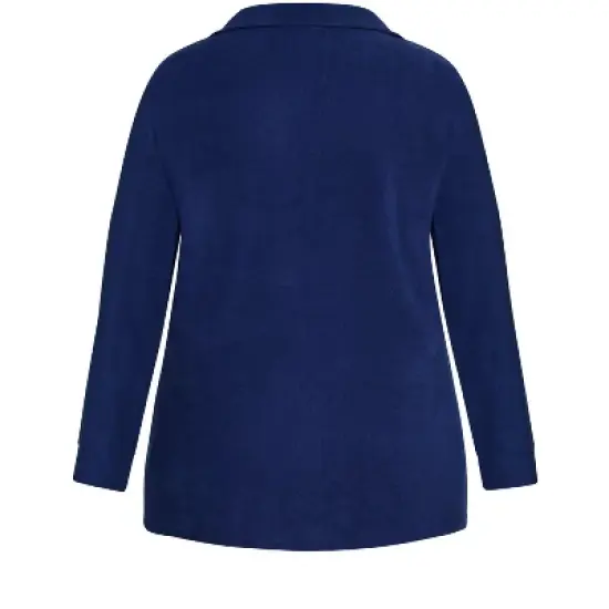 Women's Plus Size Button Fleece Top - navy | AVENUE image {5}