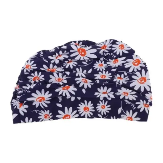 Unique Bargains Polyester Sunflower Pattern Swim Cap 5.91"x9.25" Navy Blue White 1 Pc image {5}