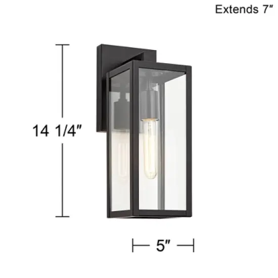John Timberland Modern Outdoor Wall Light Fixture Mystic Black 14 1/4" Clear Glass Panel for Exterior Barn Deck House Porch Yard Patio Outside Garage image {7}