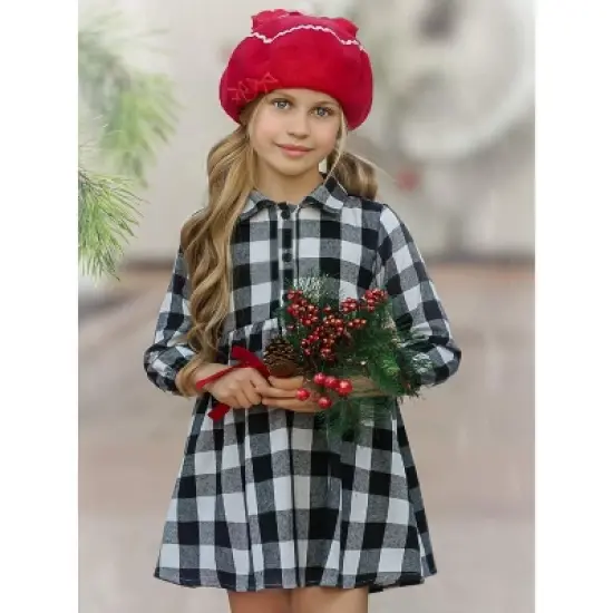 Girls Plaid Fabulous Collared Dress - Mia Belle Girls image {2}