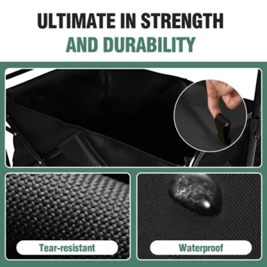 RISOKEYS Collapsible Folding Wagon Cart 220Lbs Capacity,With Adjustable Handle & All-Terrain Wheels for Beach,Camping,Outdoor image {8}