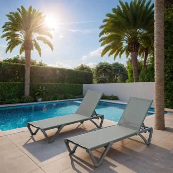 Christopher Knight Home Paula Modern Outdoor Aluminum Armless Adjustable Chaise Lounge(Set of 2) image {7}