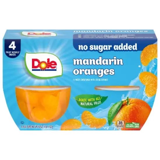 Dole Mandarin Oranges No Sugar Added Fruit Cups - 16oz/4ct image {6}