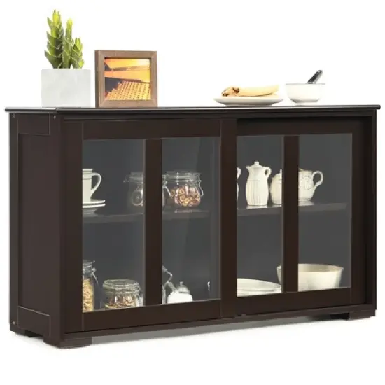 Costway Kitchen Storage Cabinet Sideboard Buffet Cupboard w/ Sliding Door image {12}