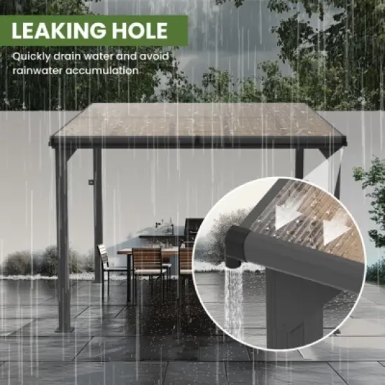 Pamapic Hardtop Outdoor Gazebo Pergola Aluminum Framed with Sloping Pitched Roof for Garden, Patio image {4}