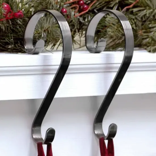 Haute Decor 2ct Brushed Nickel Christmas Stocking Holder image {2}