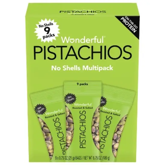 Wonderful Pistachios No Shells Roasted & Salted Multipack - 6.75oz/9ct image {8}