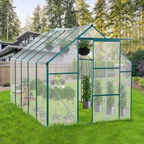 NicBex 6*10ft Polycarbonate Greenhouse with UV ProtectionLarge Walk-in Storage Shed with Adjustable Vent Window and Lockable Hinged Door image {5}
