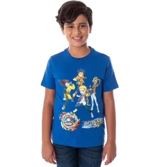 Beyblade Burst Boys' Spinner Tops 4 Characters And Ace Dragon T-Shirt Royal Blue image {3}