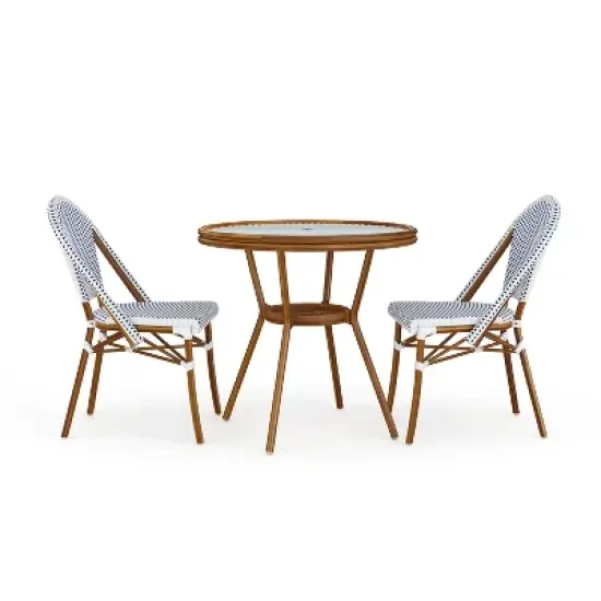 Martha Stewart Lily Pond Indoor-Outdoor Bistro Dining Table with 2 Stackable Bistro Chairs image {13}
