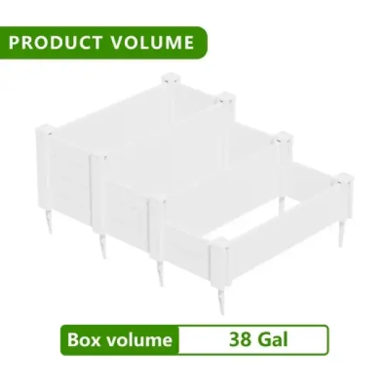 Lirago 48"x37"x17" White PVC Modular Garden Fence Panel Durable Easy to Install Soil Improvement Solution image {7}