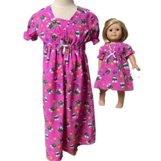 Doll Clothes Superstore Size 6 Matching Girl And Doll Frog Nightgowns image {1}