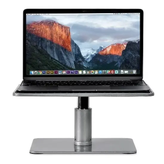 Mount-It! Adjustable Height Laptop Stand for MacBook Pro | Wide Platform Laptop & Monitor Desk Riser | For 11-15 in. Laptops | 24-32 in. Monitor Riser image {3}