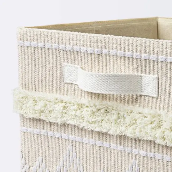Tufted Fabric Cube Storage Bin - Khaki and Cream - Cloud Island&trade; image {2}