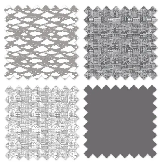 Bacati - Clouds in the City White/Gray 4 pc Crib Bedding Set with Diaper Caddy image {5}