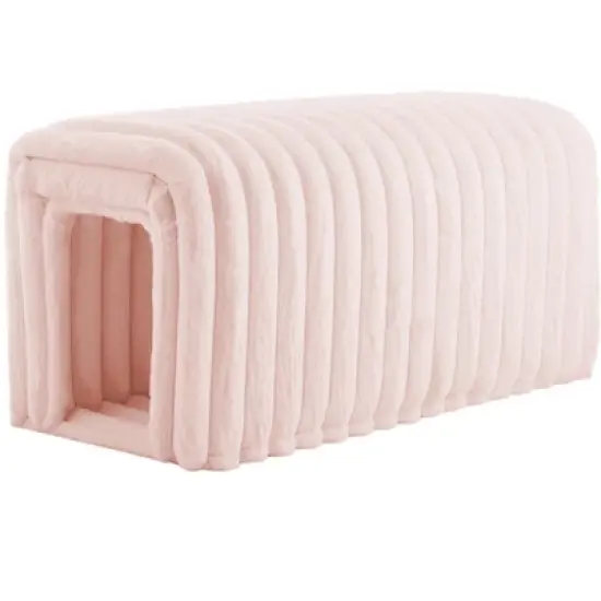 TiramisuBest Storage Ottoman Corduroy Bench Cat's Nest 3D Lamb Fleece Ottoman Oval Storage Bench Multi Functional Ottoman Seat Living Room image {10}