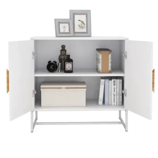 Sideboard Buffet Cabinet, Modern Kitchen Storage Cabinet With Adjustable Shelves, Modern Cupboard With Square Handle image {3}