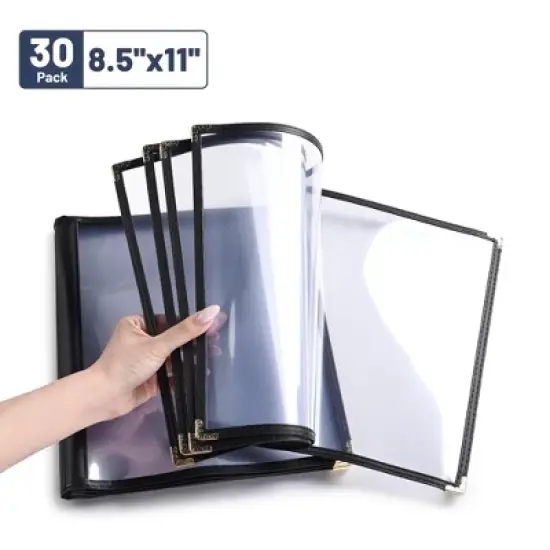 WeChef 30 Pack Menu Covers 8.5 x 11" Book Style Menu Holders 5 Pages 10 Views Restaurant Bar Black image {8}