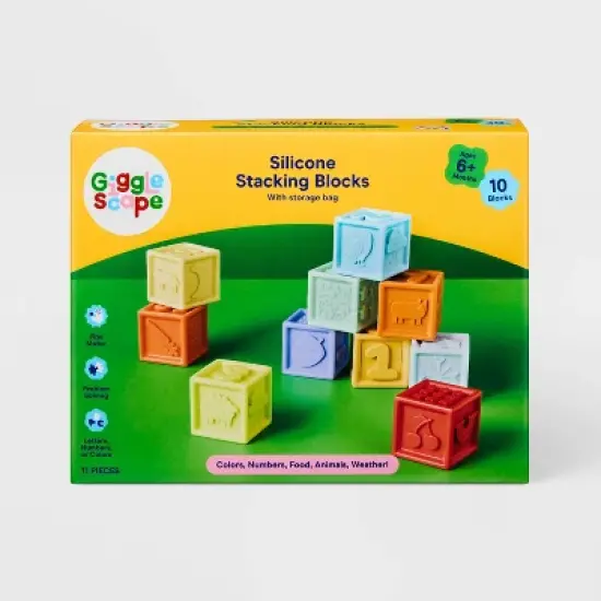 Silicone Stacking Blocks Set - 10pc - Gigglescape&trade;: Baby Toys, Educational, Creativity & Problem Solving, 6 Months+ image {3}