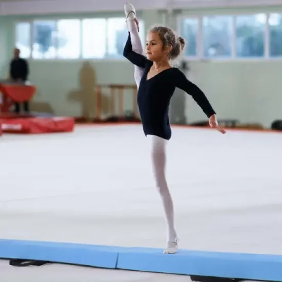 Costway 7 FT Folding Balance Beam Foam Floor Gymnastic Beam with Carrying Handles Blue/Purple/Khaki image {3}