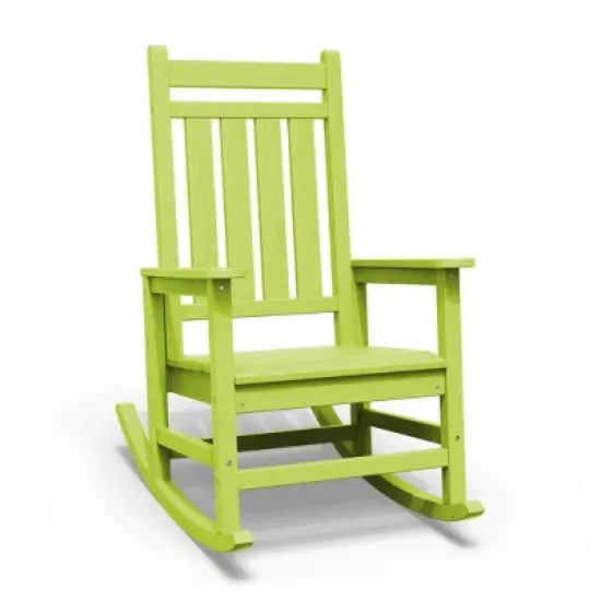 Hyleory HDPE Modern Resin Outdoor Rocking Chair, Patio Adirondack Chair for All Seasons image {8}