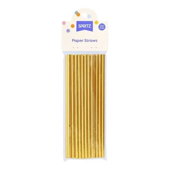 20ct Paper Straws Gold - Spritz&trade; image {1}