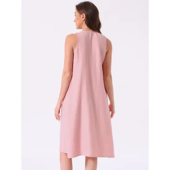 INSPIRE CHIC Women's Tank Pajama Dress Sleepshirt Soft Sleepwear Midi Sleeveless Nightgowns image {3}