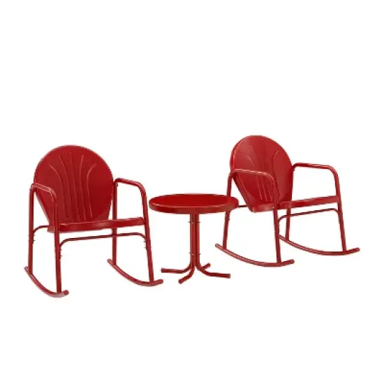 Griffith 3pc Outdoor Rocking Chair Set - Red - Crosley image {6}