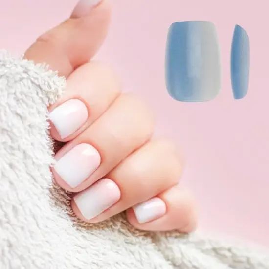 Unique Bargains Women's Full Coverage Fake Nails XS Blue White 1 Pc image {3}