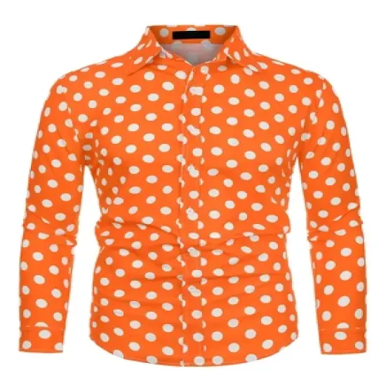 Lars Amadeus Men's Shirts Polka Dots Long Sleeve Slim Fit Printed Dress Button Down Shirt image {15}