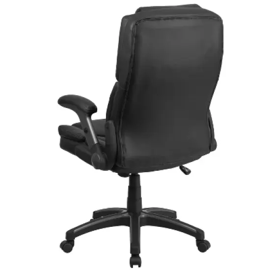 Flash Furniture Hansel Extreme Comfort High Back Black LeatherSoft Executive Swivel Ergonomic Office Chair with Flip-Up Arms image {6}