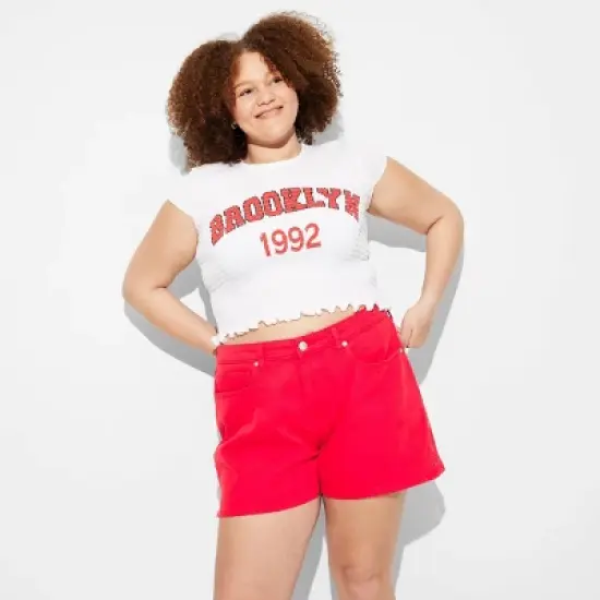 Women's Heritage Curvy Mid-Rise Denim Shorts - Wild Fable&trade; Dark Red image {4}