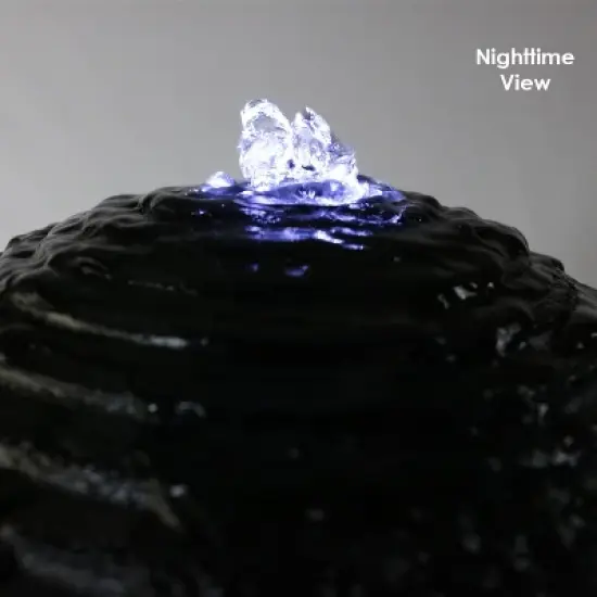 Sunnydaze Outdoor Polyresin Solar Powered Pedestal and Ball Modern Water Fountain with LED Lights - 31" image {2}