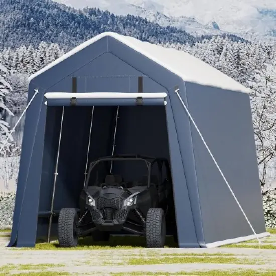 GustoWave Outdoor Storage Shelter Shed Carport, Waterproof Portable Garage image {4}