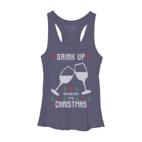 Women's Design By Humans Drink Up Grinches Ugly Christmas Sweater By shirtpublic Racerback Tank Top image {3}