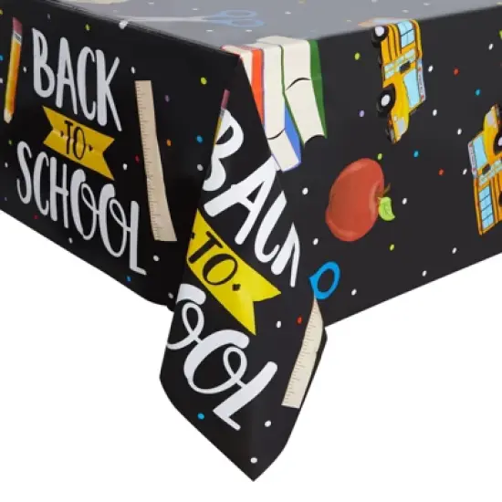 Blue Panda 3 Pack Plastic Table Covers for Back to School Party Decorations (54 x 108 In) image {3}