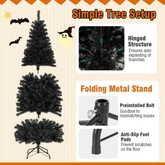 Costway 6 FT Artificial Halloween Tree with 618 Branch Tips 280 Warm White LED Lights image {8}