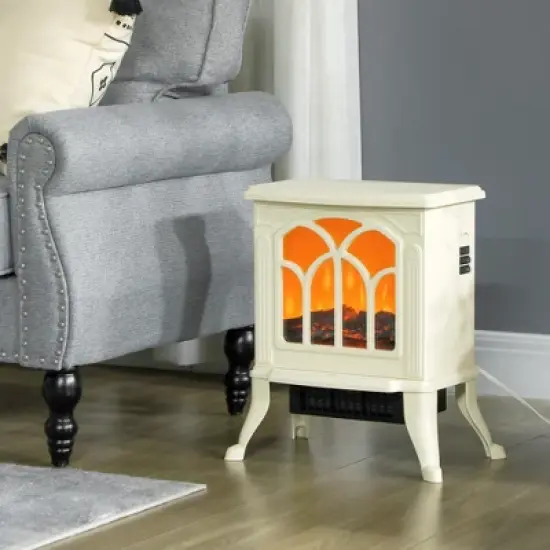 SEVOBAL Fireplace Insert Heater Mantel 3D Flame Fireplace Stove Bottom Air Outlet Fire Place Panoramic Fire Place Heater, Beige, 15.6"*10.6"*17.3" image {1}