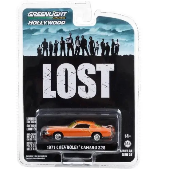 1971 Chevrolet Camaro Z/28 Orange with White Stripes (Dirty Version) "Lost" (2004-2010) TV 1/64 Diecast Model Car by Greenlight image {2}