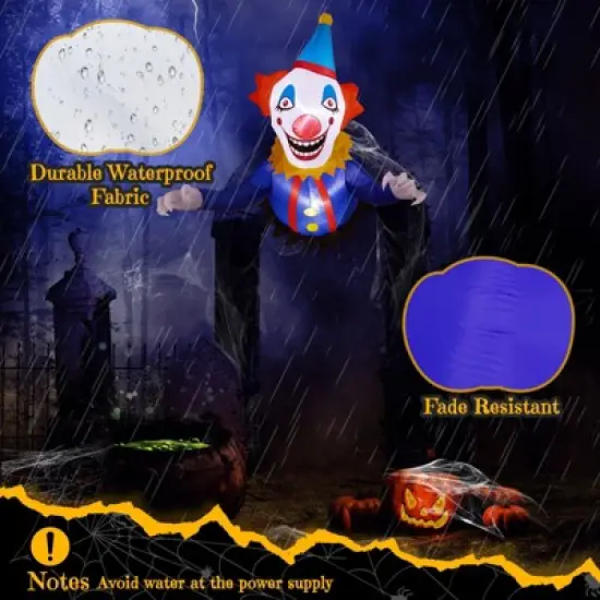 Angel Sar 3.3FT Halloween Inflatable Clown Window Breaker Decoration, LED Light-Up Scary Clown Blow Up for Indoor/Outdoor Yard, Lawn, Party image {5}