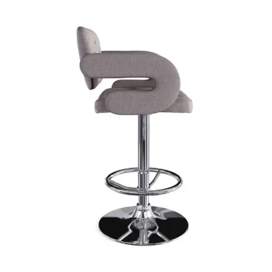 Set of 2 Adjustable Tufted Fabric Barstool with Armrests - CorLiving image {2}