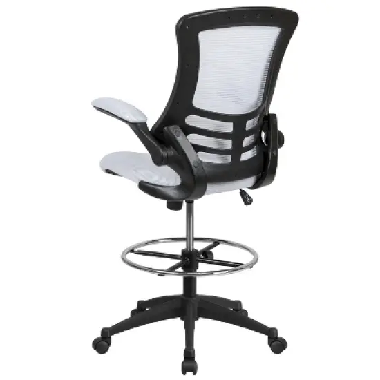 Emma and Oliver Mid-Back Mesh Ergonomic Drafting Chair with Foot Ring and Flip-Up Arms image {10}